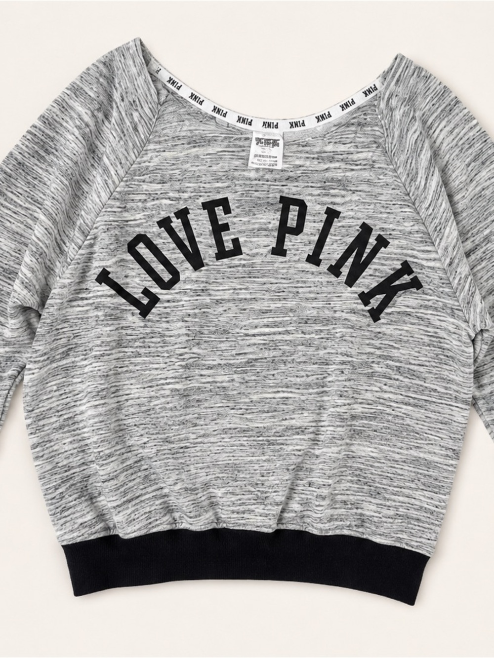 Victoria's Secret PINK 'LOVE PINK' Grey Marled Pullover